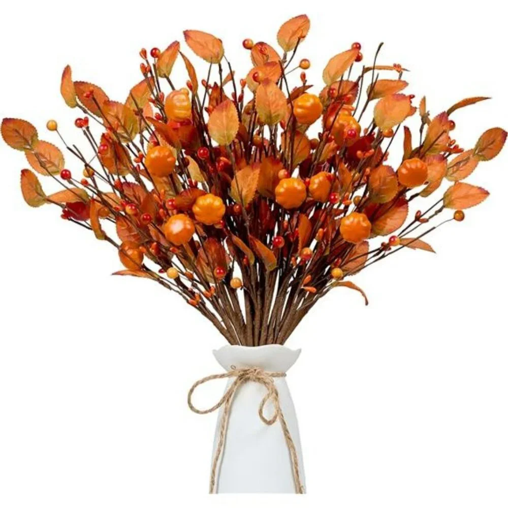 12pcs artificial fall picks berry stems pumpkin autumn centerpiece thanksgiving